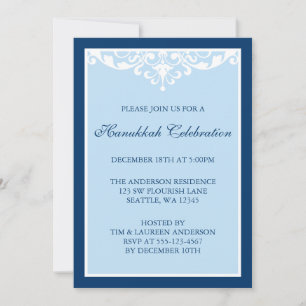 Invitation Fête des fêtes de Hanoukka de Flourd bleu