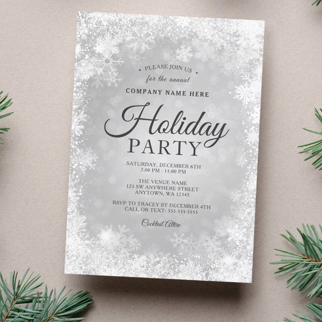 Invitation Fête des fêtes de Noël Silver Snowflake (Créateur téléchargé)