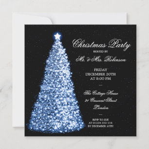 Invitation Fête des fêtes des sapins bleus de Noël