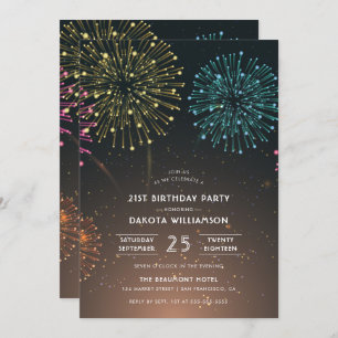 Invitation Fête des feux d'artifice  Typographie moderne Fête
