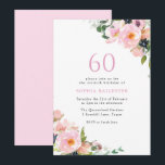 Invitation Fête des Fleurs Roses Vides 60e anniversaire<br><div class="desc">Blush Pink Floral Womans 60th Birthday Party Invitation Nous avons aussi beaucoup d'autres Invitation et collections.</div>