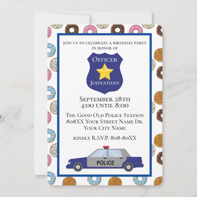 Invitation Fête des flics avec beignets (Devant)