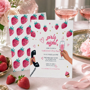 Invitation Fête des Galentines Filles de la Nuit aux Fraises