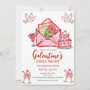 Invitation Fête des Galentines Soirée de la Saint-Valentin