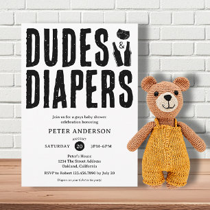 Invitation Fête des hommes en noir et blanc & fête du bébé en