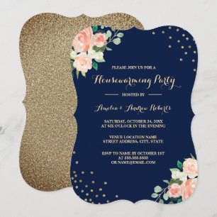 Invitation Fête des housewarming de Navy Gold