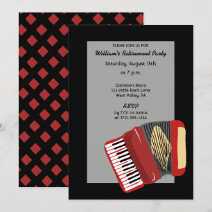 Invitation Fête des joueurs d'Accordion Noir et Rouge