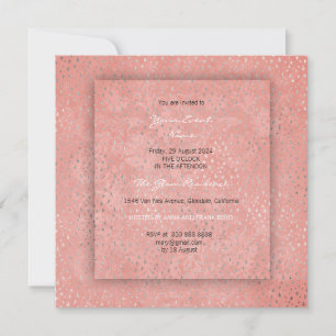 Invitation Fête des mariées 3-D Peach Coral Argent Stars Dama