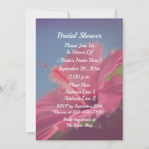 Invitation Fête des mariées à fleurs d'Hibiscus rose