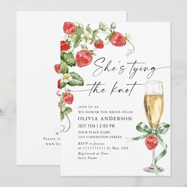 Invitation Fête des mariées à l'aquarelle tendance Meadow Str (Devant / Derrière)