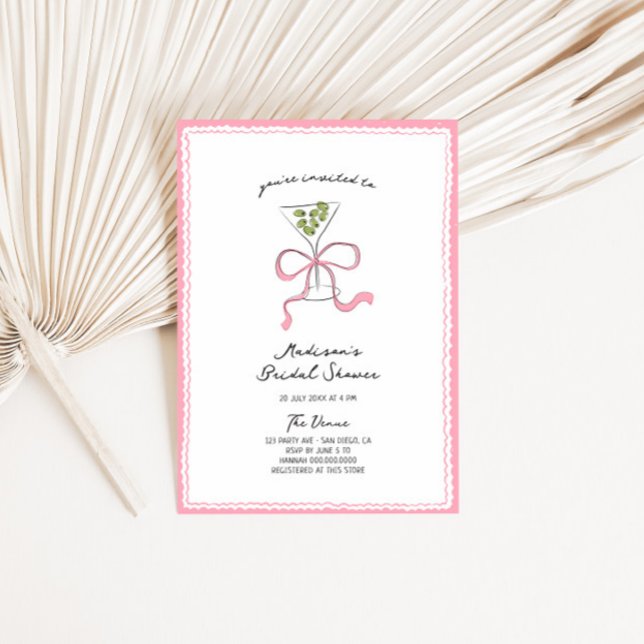 Invitation Fête des mariées à main irky Martini Bow (Créateur téléchargé)