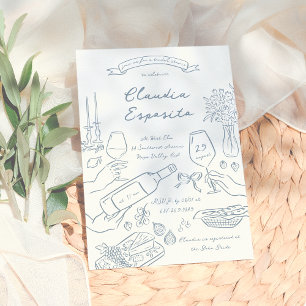 Invitation Fête des mariées à main lunaire illustrée