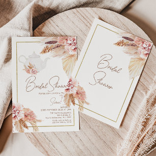Invitation Fête des mariées à thé floral Brown Boho