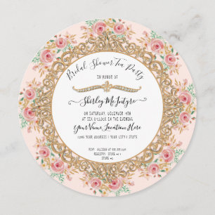 Invitation Fête des mariées à thé floral rose pâle