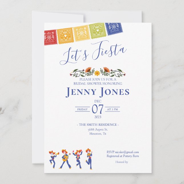 Invitation Fête des mariées à thème mexicain (Devant)