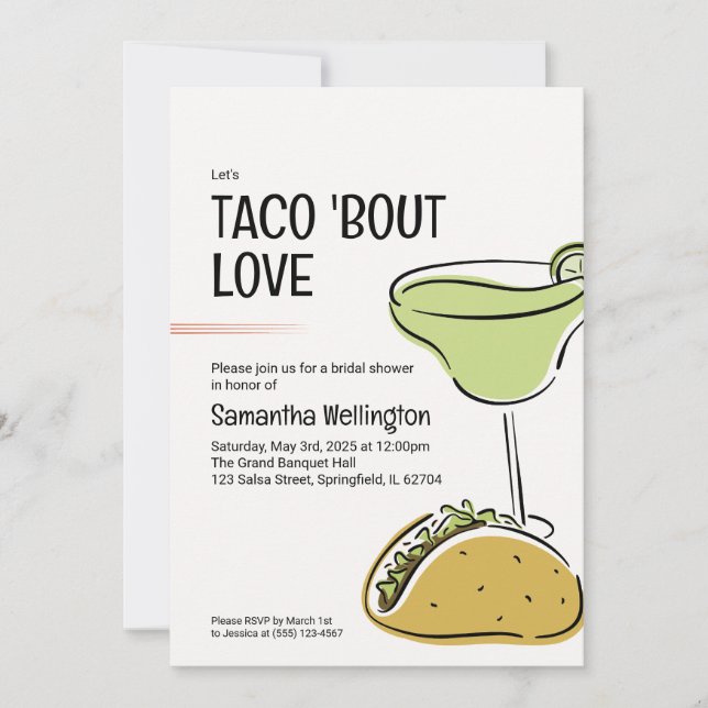 Invitation Fête des mariées à thème Taco (Devant)