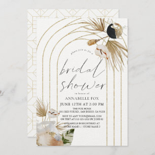 Invitation Fête des mariées Abstraite Boho Gold Arches