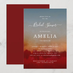 Invitation Fête des mariées Abstraite minimaliste rouge et bl
