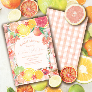 Invitation Fête des mariées agrumes et fleurs
