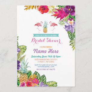 Invitation Fête des mariées Aloha Luau Flamant rose Invitatio