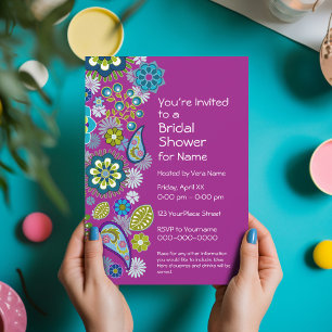 Invitation Fête des mariées - Amusants motifs floraux - magen