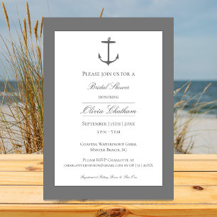 Invitation Fête des mariées Ancre simple Gris