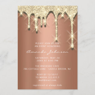 Invitation Fête des mariées Anniversaire 16e Gold 3D Drip Cop