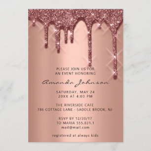 Invitation Fête des mariées Anniversaire 16ème 3D Rose Gold
