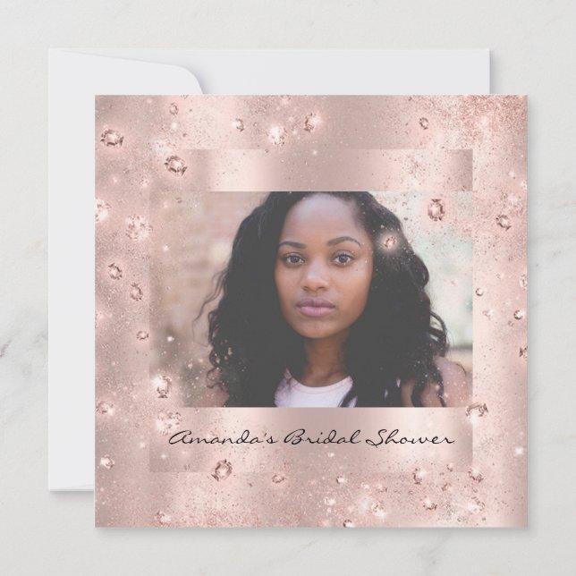 Invitation Fête des mariées Anniversaire Cristaux Roses Photo (Dos)