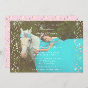 Invitation Fête des mariées Anniversaire Pink Gold Unicorn Pa