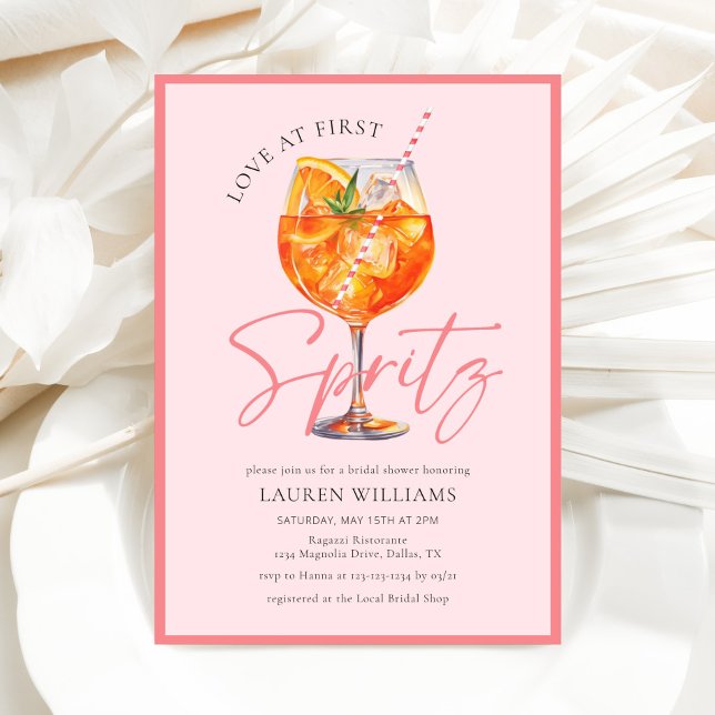 Invitation Fête des mariées Aperol Spritz couleur rose (Créateur téléchargé)