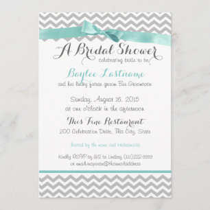 Invitation Fête des mariées Aqua Grey Zigzag
