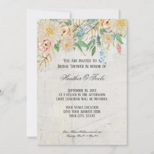 Invitation Fête des mariées Aquarelle moderne BOHO Marbre fle
