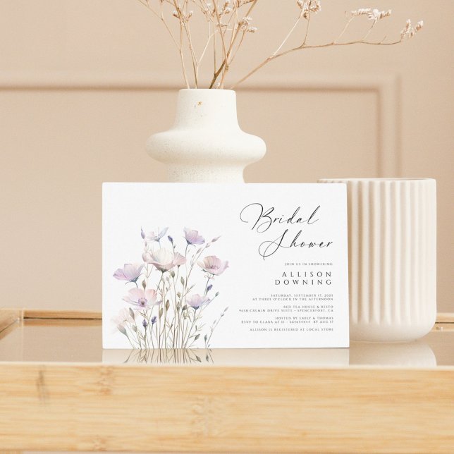Invitation Fête des mariées aquarelle (Script élégant, blanc) (Personalized Watercolor Bridal Shower (Elegant Script, White) Invitation)