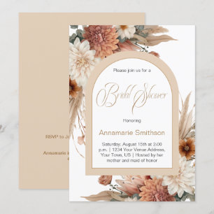 Invitation Fête des mariées Arc Fleurs Automnes vintages