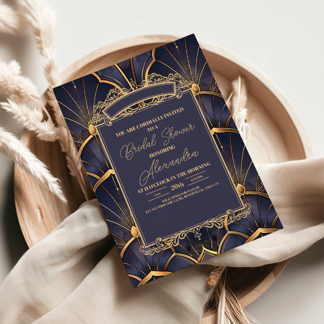 Invitation Fête des mariées Art Déco Vintage violet (Créateur téléchargé)