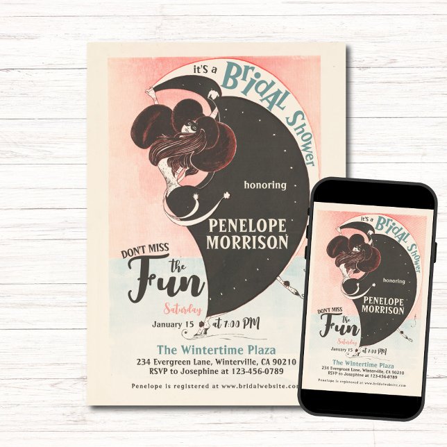 Invitation Fête des mariées Art Déco Winter Woman (Créateur téléchargé)