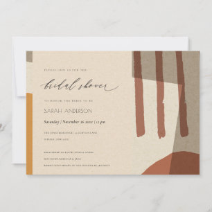 INVITATION FÊTE DES MARIÉES ARTISTIQUE JAUNE ROUILLÉE ABSTRAI