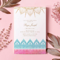 Fête des mariées au henné indien rose or