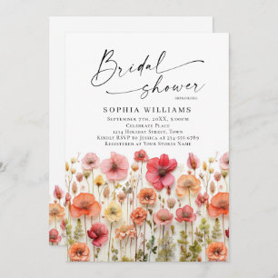 Invitation Fête des mariées aux fleurs sauvages du Boho rose