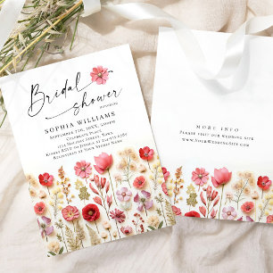 Invitation Fête des mariées aux fleurs sauvages du Boho rose