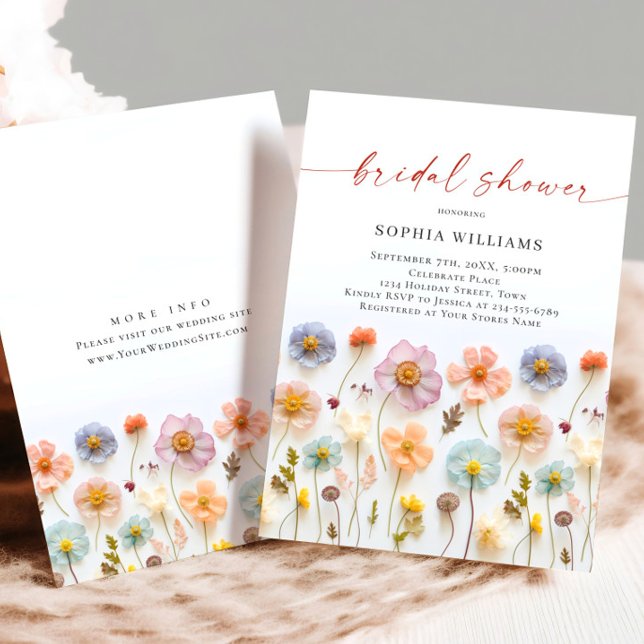 Invitation Fête des mariées aux fleurs sauvages du Boho rose  (Créateur téléchargé)