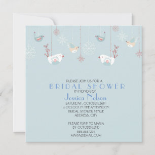 Invitation Fête des mariées aux oiseaux bleus de Noël