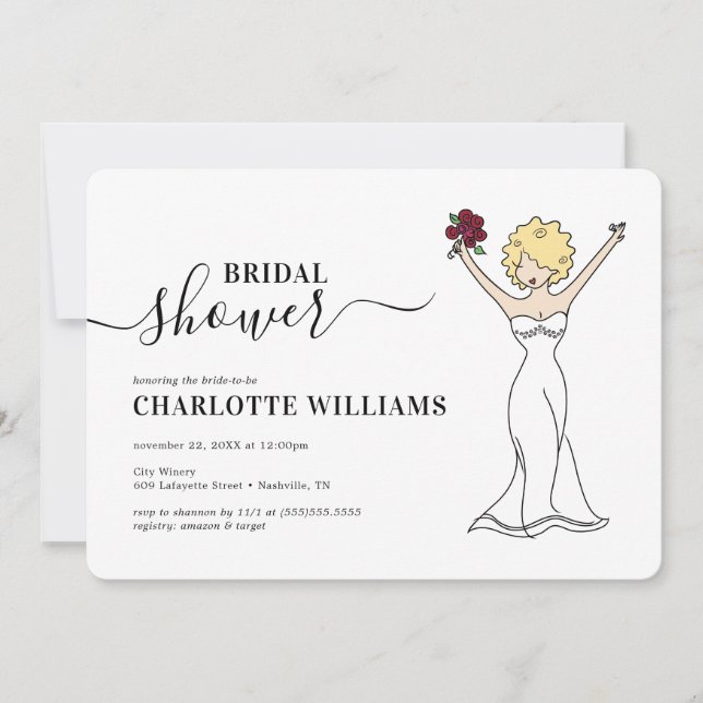 Invitation Fête des mariées Avatar personnalisable | Cheveux  (Devant)