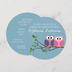 Invitation Fête des mariées avec le Couple d'hibou sur la bra