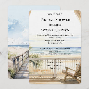 Invitation Fête des mariées avec vue sur l'océan de la plage
