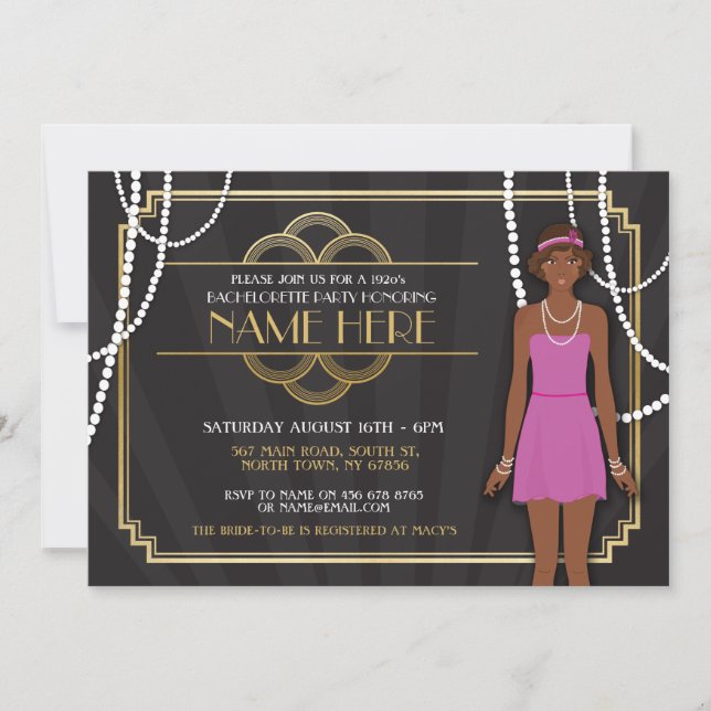 Invitation Fête des mariées Bachelorette Party 1920s Invitati (Devant)