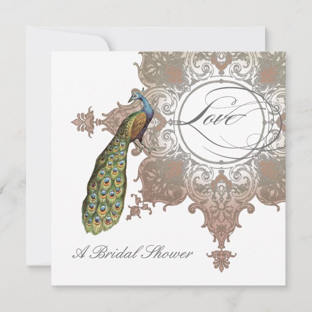 Invitation Fête des mariées baroque Peacock - Moch (Devant)