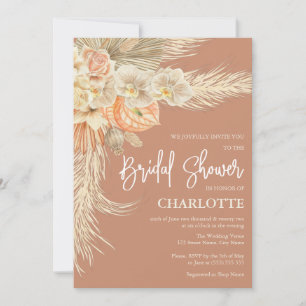 Invitation Fête des mariées basse en terre cuite bohème Pampa