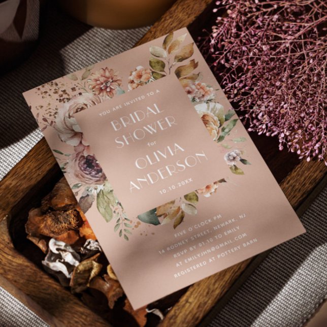 Invitation Fête des mariées Beige Peach Chaleureuse | Boho ro (Créateur téléchargé)